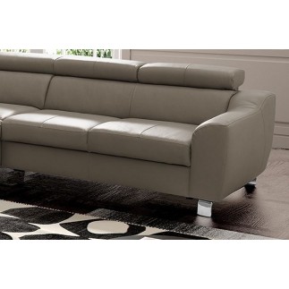 - Canapé d'angle en cuir italien de luxe 5 places ASTERO, taupe, angle gauche
