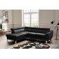 - Canapé d'angle en cuir italien de luxe 5 places ASTERO, noir, angle gauche