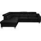 - Canapé d'angle en cuir italien de luxe 5 places ASTERO, noir, angle gauche