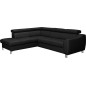 - Canapé d'angle en cuir italien de luxe 5 places ASTERO, noir, angle gauche