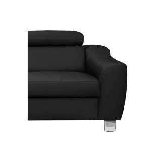 - Canapé d'angle en cuir italien de luxe 5 places ASTERO, noir, angle gauche