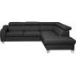 Canapé d'angle en cuir italien de luxe 5 places ASTERO, noir, angle droit
