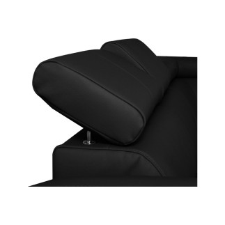 Canapé d'angle en cuir italien de luxe 5 places ASTERO, noir, angle droit