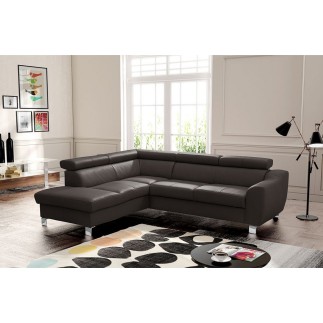- Canapé d'angle en cuir italien de luxe 5 places ASTERO, chocolat, angle gauche