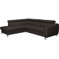 - Canapé d'angle en cuir italien de luxe 5 places ASTERO, chocolat, angle gauche