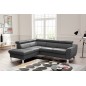 Canapé d'angle en cuir italien de luxe 5 places ASTERO, gris foncé, angle gauche