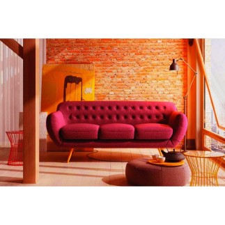 Canapé 3 places en tissu de qualité INDORA, rouge