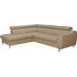 Canapé d'angle en cuir italien de luxe 5 places ASTERO, beige, angle gauche