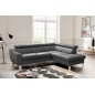 Canapé d'angle en cuir italien de luxe 5 places ASTERO, gris foncé, angle droit