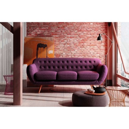 Canapé 3 places en tissu de qualité INDORA, fuschia