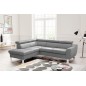 Canapé d'angle en cuir italien de luxe 5 places ASTERO, gris clair, angle gauche