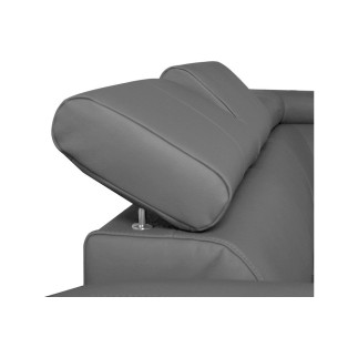 Canapé d'angle en cuir italien de luxe 5 places ASTERO, gris clair, angle gauche