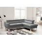 Canapé d'angle en cuir italien de luxe 5 places ASTERO, gris clair, angle droit
