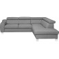 Canapé d'angle en cuir italien de luxe 5 places ASTERO, gris clair, angle droit
