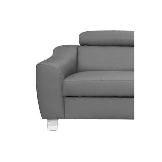 Canapé d'angle en cuir italien de luxe 5 places ASTERO, gris clair, angle droit
