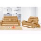 Ensemble CATANIA 3 pièces: canapé 3 places + 2 places + fauteuil en cuir luxe italien vachette, marron et écru