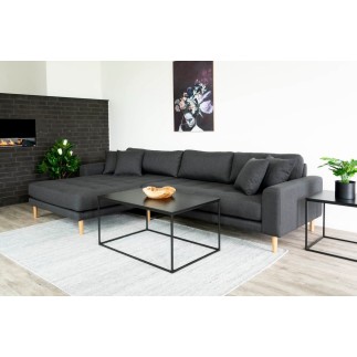 - Canapé d'angle en tissu matelassé de qualité LIMA coloris gris foncé, angle gauche