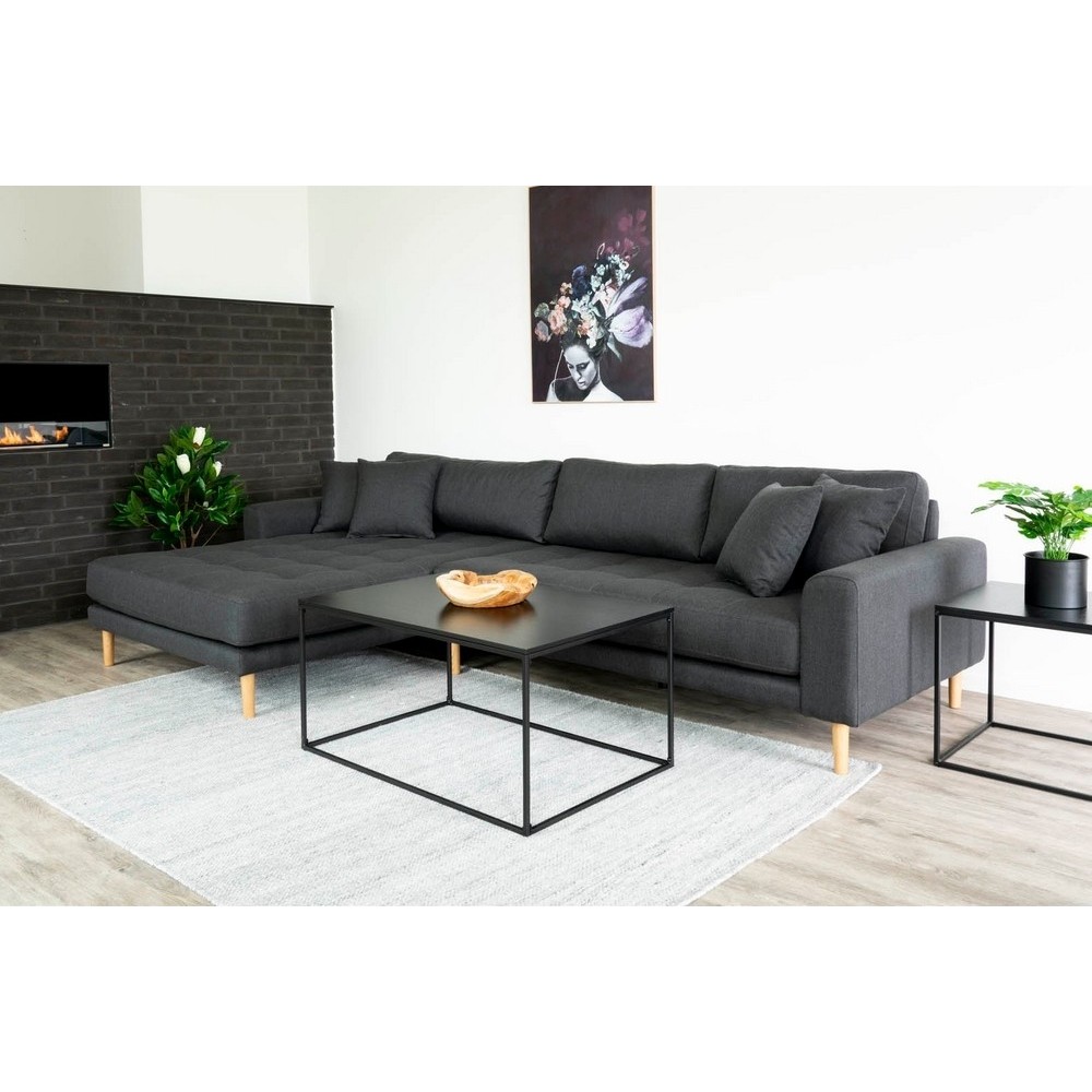- Canapé d'angle en tissu matelassé de qualité LIMA coloris gris foncé, angle gauche - Canapé d'angle en tissu matelassé de qualité LIMA coloris gris foncé, angle gauche