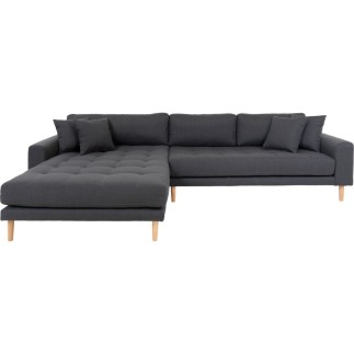 - Canapé d'angle en tissu matelassé de qualité LIMA coloris gris foncé, angle gauche