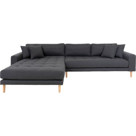 - Canapé d'angle en tissu matelassé de qualité LIMA coloris gris foncé, angle gauche