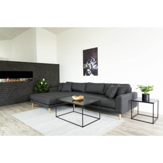 - Canapé d'angle en tissu matelassé de qualité LIMA coloris gris foncé, angle gauche