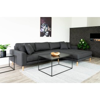 Canapé d'angle en tissu matelassé de qualité LIMA coloris gris foncé, angle droit