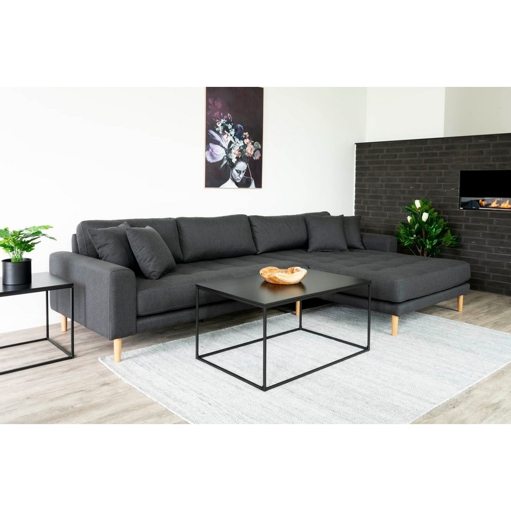 Canapé d'angle en tissu matelassé de qualité LIMA coloris gris foncé, angle droit Canapé d'angle en tissu matelassé de qualité LIMA coloris gris foncé, angle droit