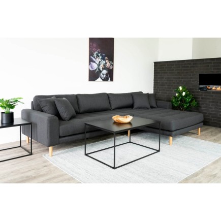 Canapé d'angle en tissu matelassé de qualité LIMA coloris gris foncé, angle droit