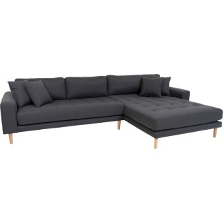 Canapé d'angle en tissu matelassé de qualité LIMA coloris gris foncé, angle droit