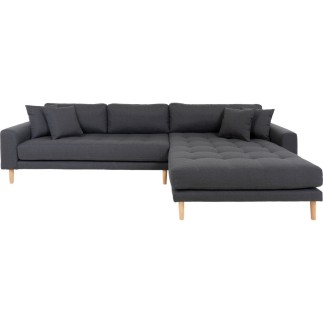 Canapé d'angle en tissu matelassé de qualité LIMA coloris gris foncé, angle droit