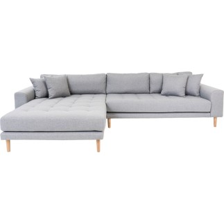 Canapé d'angle en tissu matelassé de qualité LIMA coloris gris clair, angle gauche