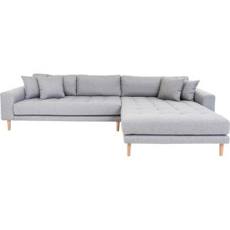 Canapé d'angle en tissu matelassé de qualité LIMA coloris gris clair, angle droit