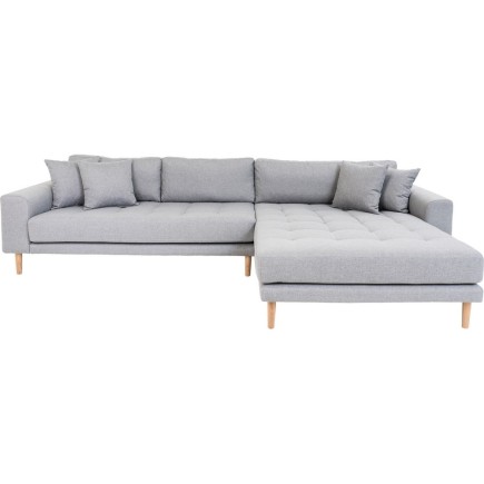 Canapé d'angle en tissu matelassé de qualité LIMA coloris gris clair, angle droit