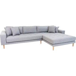 Canapé d'angle en tissu matelassé de qualité LIMA coloris gris clair, angle droit