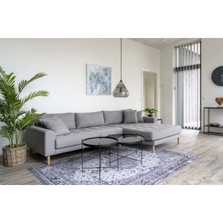 Canapé d'angle en tissu matelassé de qualité LIMA coloris gris clair, angle droit