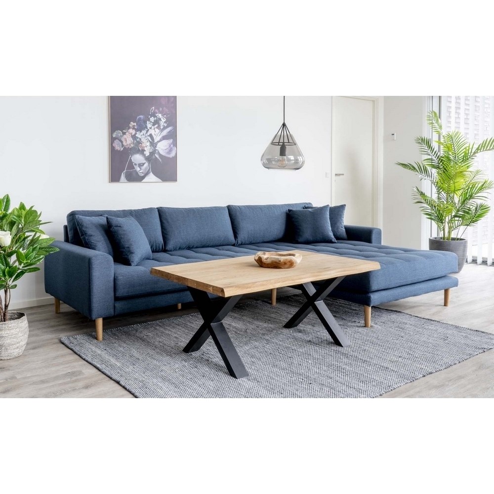 Canapé d'angle en tissu matelassé de qualité LIMA coloris bleu foncé, angle droit Canapé d'angle en tissu matelassé de qualité LIMA coloris bleu foncé, angle droit