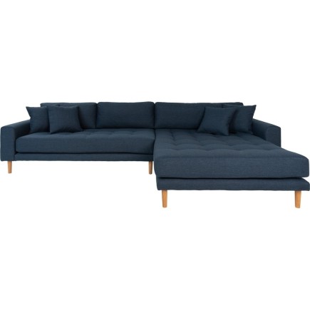 Canapé d'angle en tissu matelassé de qualité LIMA coloris bleu foncé, angle droit