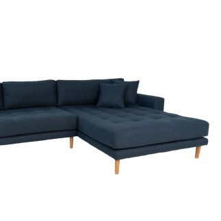Canapé d'angle en tissu matelassé de qualité LIMA coloris bleu foncé, angle droit