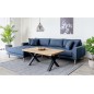 Canapé d'angle en tissu matelassé de qualité LIMA coloris bleu foncé, angle gauche Canapé d'angle en tissu matelassé de qualité LIMA coloris bleu foncé, angle gauche