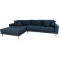 Canapé d'angle en tissu matelassé de qualité LIMA coloris bleu foncé, angle gauche Canapé d'angle en tissu matelassé de qualité LIMA coloris bleu foncé, angle gauche