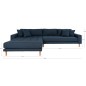 Canapé d'angle en tissu matelassé de qualité LIMA coloris bleu foncé, angle gauche Canapé d'angle en tissu matelassé de qualité LIMA coloris bleu foncé, angle gauche