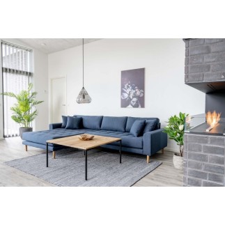 Canapé d'angle en tissu matelassé de qualité LIMA coloris bleu foncé, angle gauche