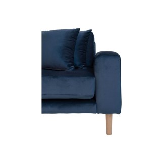 Canapé d'angle en tissu velours de qualité, LIMA VELOURS, coloris bleu marine, angle gauche