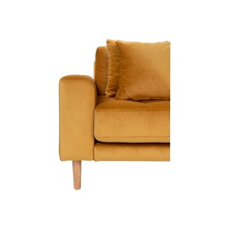 Canapé d'angle en tissu velours de qualité, LIMA VELOURS, coloris moutarde, angle droit
