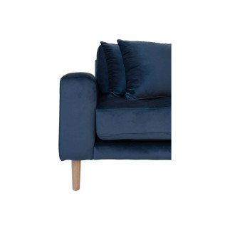 Canapé d'angle en tissu velours de qualité, LIMA VELOURS, coloris bleu foncé, angle droit