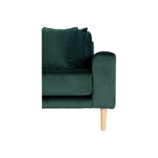 Canapé d'angle en tissu velours de qualité, LIMA VELOURS, coloris vert, angle gauche