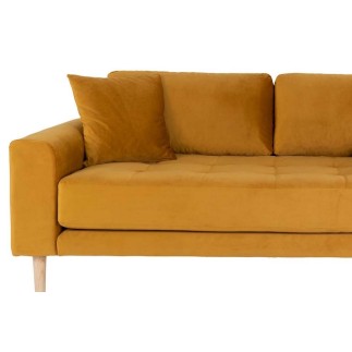 Canapé 2,5 places en tissu velours de qualité LISA VELOURS coloris moutarde