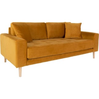 Canapé 2,5 places en tissu velours de qualité LISA VELOURS coloris moutarde