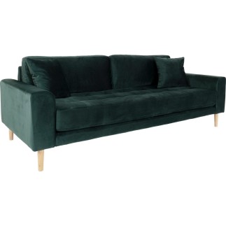 Canapé 3 places en tissu velours de qualité LISA VELOURS coloris vert foncé