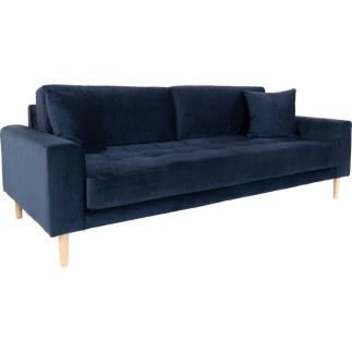 Canapé 3 places en tissu velours de qualité LISA VELOURS coloris bleu foncé